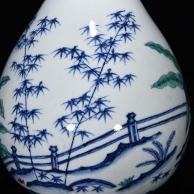 明宣德青花五彩岁寒三友纹玉壶春瓶尺寸31*19厘米