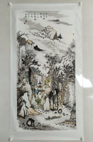 保真书画，广西名家，阳光《昨夜山中宿雨晴》山水画138×69cm， 纸本托片，画心微有小裂口。
广西桂林人，1954年12月生，中国当代艺术大师、著名画家、艺术教育家阳太阳教授第四子。1985年毕业于广西师范大学美术系。历任桂林画院院长，名誉院长、国家一级美术师、中国美术家协会会员。