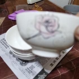 粉玫瑰瓷碗微波炉用（4头）