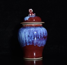 清光绪窑变釉将军罐，高21.5×13.5厘米。