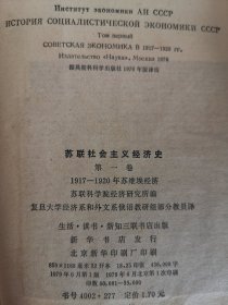 苏联社会主义经济史 第一卷 1917-1920年苏维埃经济