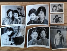 弹钢琴的小女孩蓉蓉全家人的老照片7枚（最大照片的尺寸9.8*8cm）