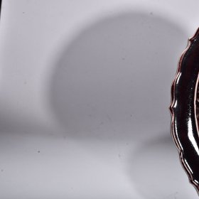 旧藏 元祭红釉雕刻云龙纹菱口折沿盘 高5厘米 宽34厘米