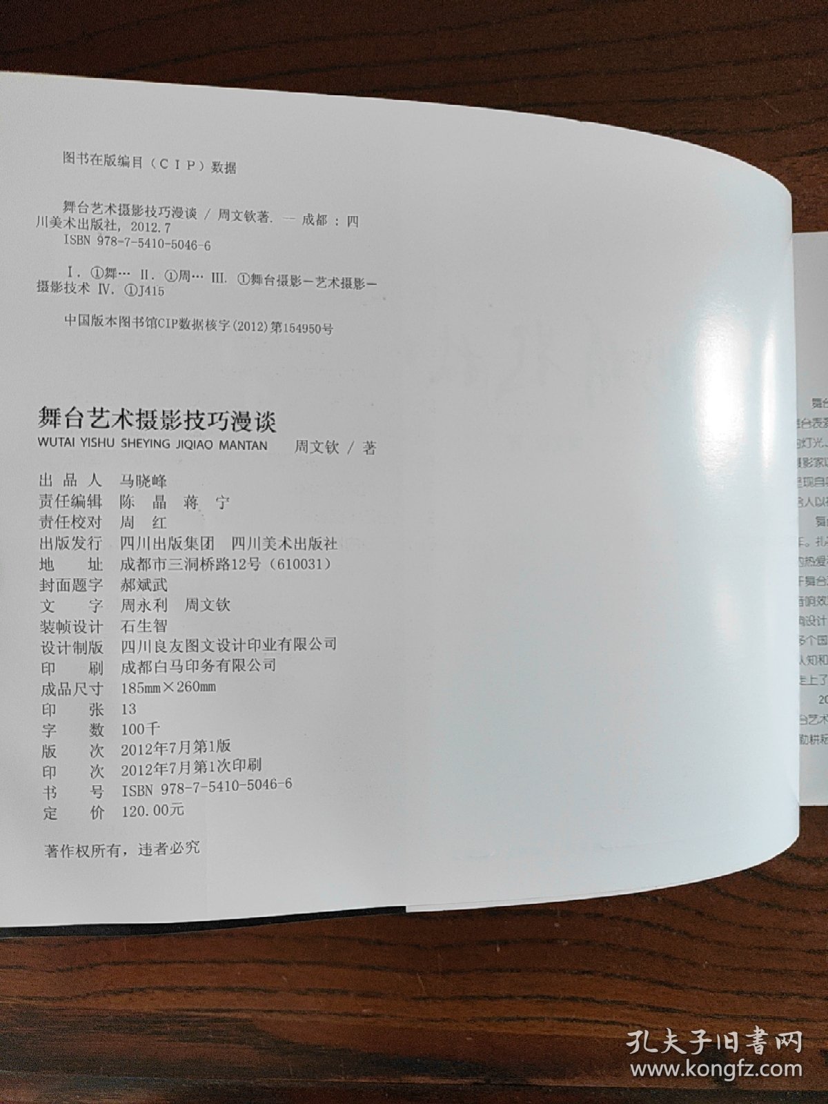 舞台艺术摄影技巧漫谈【一版一印】