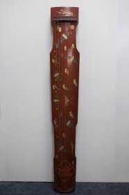 旧藏 木胎漆器彩绘五福捧寿民族古琴乐器 长122厘米 宽21厘米 厚8厘米