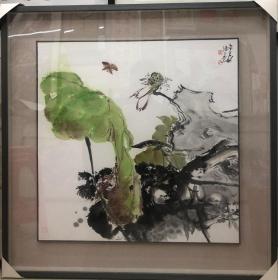 中美协会员秦少甫花鸟，保真
画心尺寸：68×68cm2