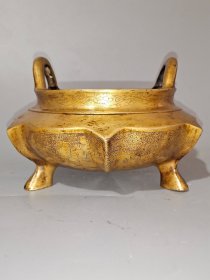 古董 古玩收藏 铜器 铜香炉 传世铜炉 回流铜香炉 纯铜香炉 长17厘米，宽17厘米，高11厘米，重量2.9斤