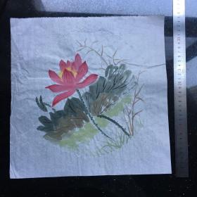 一枝莲荷花扇面画