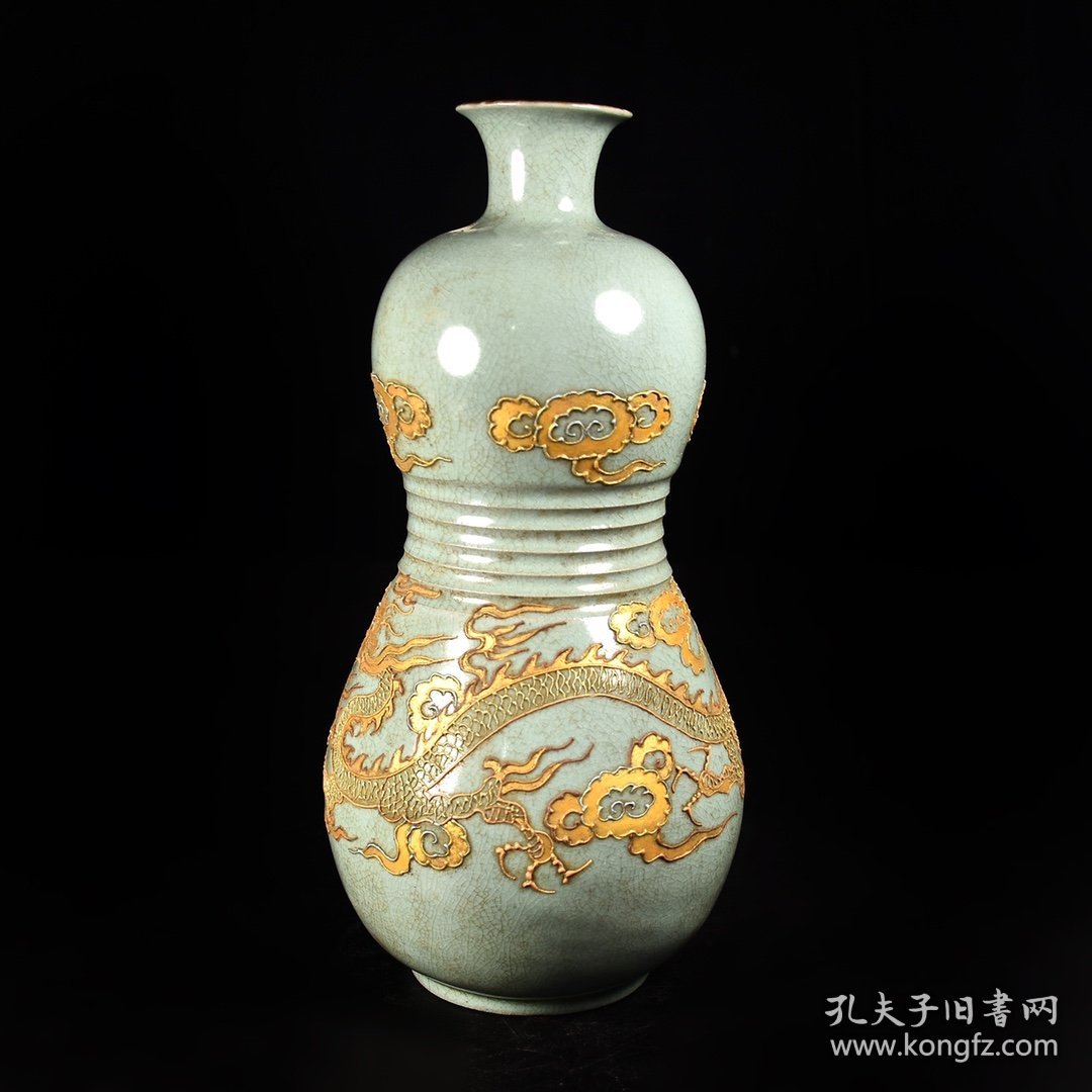 金器铜器黄金器皿铜鎏金掐丝瓷器花瓶摆件 约1045克