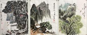 洪健男  三幅合售（45X35厘米X3幅）
河南省美术家协会会员
