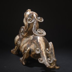 旧藏 老铜胎神兽摆件