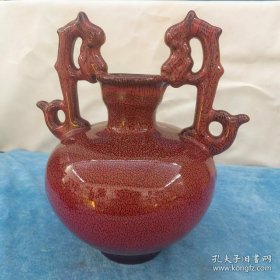 霁红釉瓷瓶 瓷器