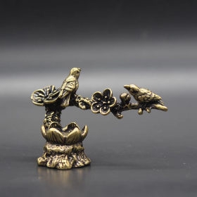 古玩古董杂项收藏纯铜喜鹊登梅摆件倒流香