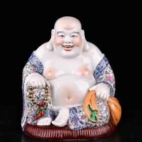 民国大师曾龙昇造粉彩描金布袋佛