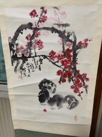 江苏泰州著名书画家贾广慧《松鼠梅花》