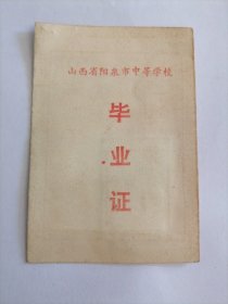 山西省阳泉市中等学校毕业证（1977年）