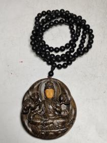沉香木佛像挂件，链子长45，直径0.8cm