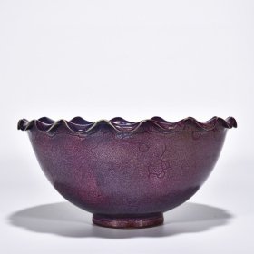《精品放漏》钧窑曜变玫瑰紫碗——老窑瓷收藏