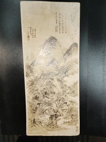 民国老照片 清代著名画家王诗敏山水画原作所拍老照片 一大张 尺寸12CMX28.7CM （苏州护龙街集宝斋出品）