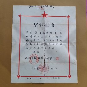 毕业证书1958年