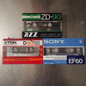 TDK D60空白磁带 SONY EF60空白磁带 ZD90空白磁带 3盒（未拆封）