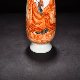 民国竹溪道人王步矾红罗汉瓶 高30厘米宽10厘米