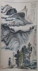 沈祖棻弟子·已故著名诗人书画家 川大著名教授 刘国武先生 原装原裱山水立轴 画心尺寸100*55厘米（保真）