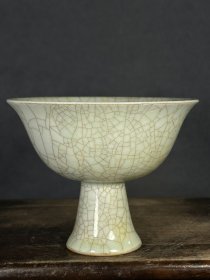 宋代湖田窑开片高脚杯。lxl