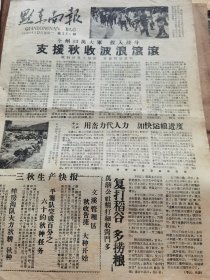 《黔东南报》【锦屏县天柱公社在秋收中普遍使用牛、马车运粮，运量功效提高一至五倍，有照片；（黎平县）中潮公社用畜力代人力加快运粮进度；心红手巧赛过男儿汉，（锦屏县邦洞公社永安小队）陈孟月打谷组创全县最高纪录；（榕江县）车江管理区第一生产队第三作业组秋收小范围竞赛热气腾腾；（榕江县古州公社）刘禹金立志建设新农村】