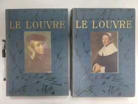 LE MUSEE DU LOUVRE《卢浮宫博物馆》二册全 大开本厚册28.7*21*9CM 90幅贴片式彩色插图 每幅画后均附文字介绍 布封精装 标题烫金 1913年制作 非常精美 (第二册另有附图)