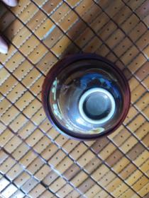 紫金釉堆塑瓷杯一对