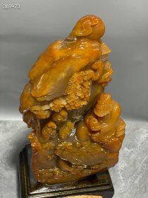 珍品旧藏．精品寿山石田黄石摆件。【悟道】摆件 原石雕刻 石质温润细腻