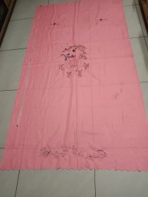 陕西民俗饰品，粉红色门帘，双喜，江山秀丽。尺寸1900×1300mm。