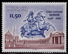 Monaco151摩纳哥邮票 1998 雕塑家贝尼尼 马 世界遗产 1全 新 雕刻版邮票