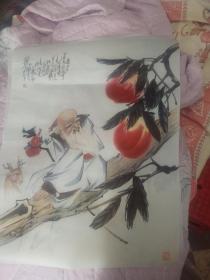 寿星公宣纸印刷品画