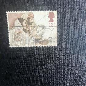英国邮票：1984年圣诞节邮票伊冯吉柏特腊笔素描神圣的家庭信销散票1枚实拍如图收藏保真（节日题材）