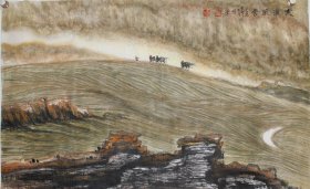 中国美术家协会会员边老师 小四尺精品 丝绸之路之《大漠 风云》