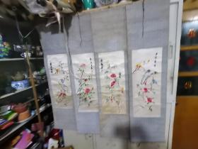 花鸟刺绣四条画，单幅130*30厘米的，如图63