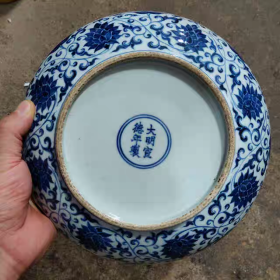明青花龙凤纹盘