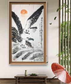 朱成淦 鹰 大展宏图 122+62cm画心 花鸟类 
鹰 已表