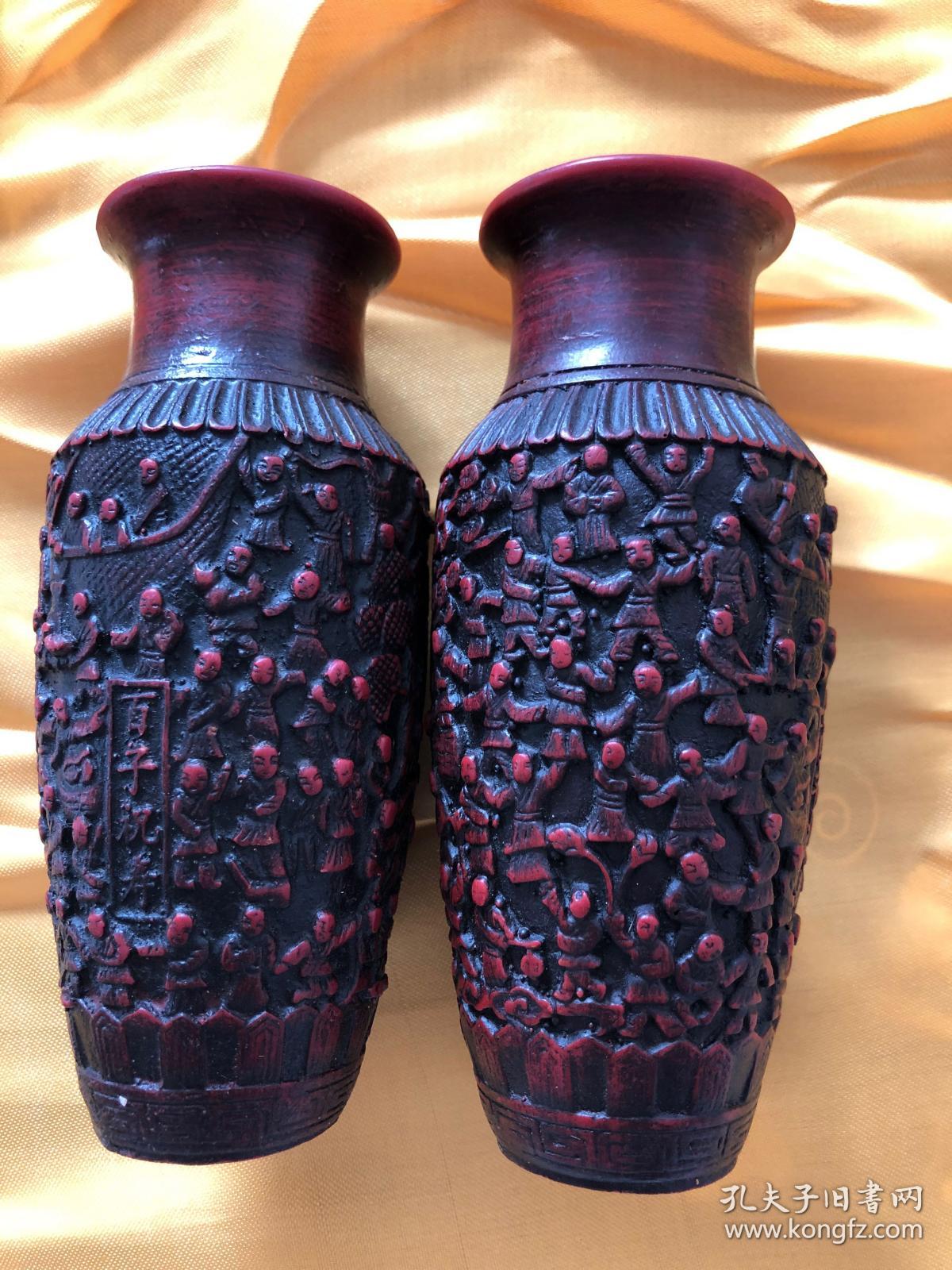 百子祝寿瓶(一对)