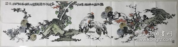 李东献四尺对开花鸟作品真迹