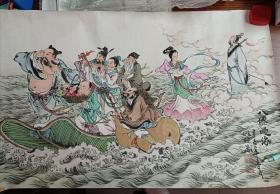 国画 姚柏老师作品 《八仙过海 》 == 议价 （有预算再开口，不陪闲聊瞎扯）