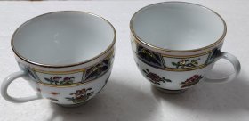 暗八仙瓷器茶杯一对图案精美的杯子一对有底款当初是出口赚外汇的产品