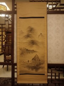 渡边小华（1835-1887）山水画：大幅 手绘 真迹 茶挂 古笔 南画 日本画 挂轴 国画 文人画 古画 老画 茶室