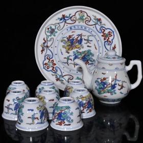 明代瓷器精品老货收藏 大明成化斗彩兽纹茶具