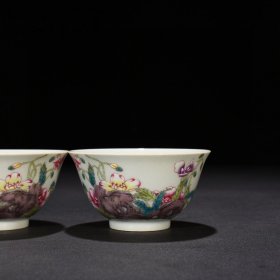 清乾隆珐琅彩虞美人花卉纹杯小碗 5*9.2厘米