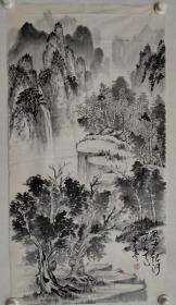 佚名老画山水一幅（玉亭）纸本画心，
尺寸：93*49