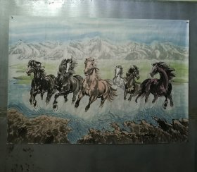 马到成功六顺图图案挂画吉祥动物画客厅儿童房背景墙壁画贴画书房民宿风水画