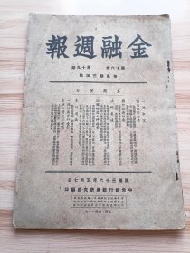 民国出版金融周报第十六卷第十九期，内有国内经济纪要(田粮会议开幕、上海市银楼业同业公会成立，联总在华机构调整)，国外经济纪要(战后世界贸易的发展，英国经济阴影)，法规汇录(特种营业税法、上海市政府公布黄浦等六区重估标准地价等级表等)，四联总处文件辑要(浙赣铁路局请准押透一百二十亿元，棉花烟叶生产贷款核准百亿元等)，金融物价统计周志(上海重庆金融行市、各重要城市金融行市、上海物价指数及商品价格)